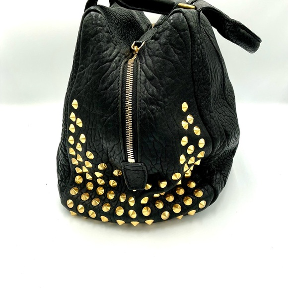 MCM Black Satchel with Gold Studs - Picture 2 of 8